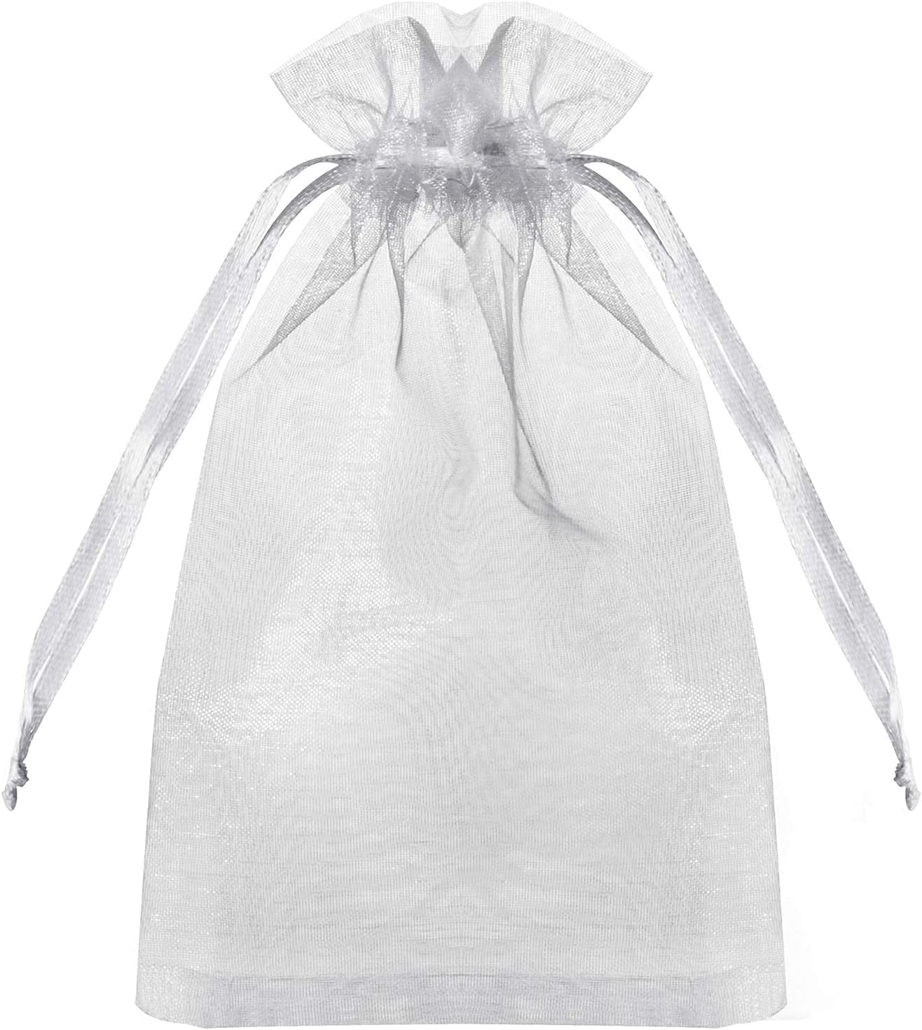100PCS Sheer Organza Bags - White Wedding Favor With Drawstring, 4x6 Inches Jewelry Gift for Party, Festival, Makeup