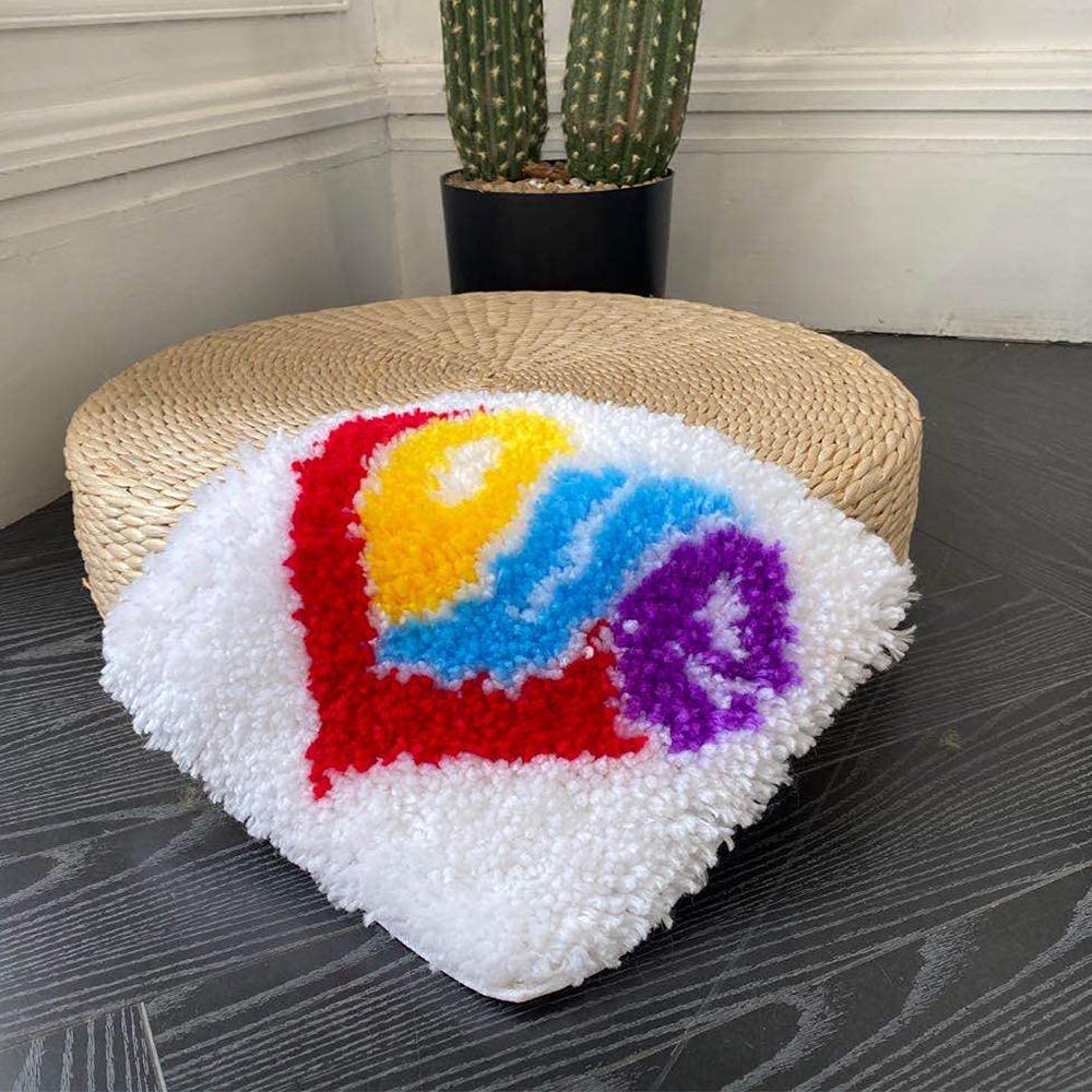 Latch Hook Kits for Adults Kids,Soft Simple Embroidery DIY Latch Hook Craft Kit with Printed Pattern Include Latch Hook10x10 Inch (Love)