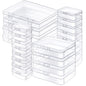24 Pack Mixed Sizes Rectangular Mini Plastic Containers Clear Plastic Storage Boxes with Hinged Lids and Labels Empty Beads Organizers for Small Items Art Craft Jewelry Projects