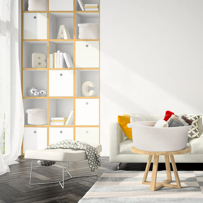 Small Baskets with Handles - Decorative Durable Rope Woven Shelf Storage Organizer Bin, Gift Basket for Mother's Day Easter Baby Shower, 12"x8"x5", White