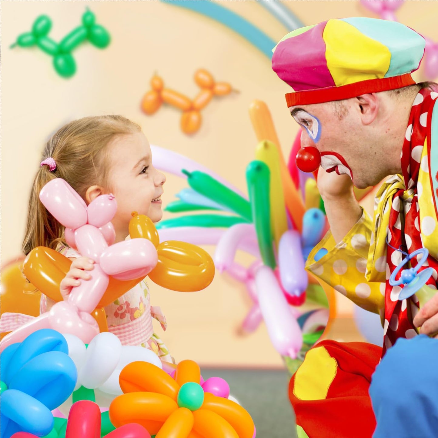 100 Pcs 260Q Balloons Kit with Pump - Kids Premium Latex Twisting Long Balloons to Make Animals Flowers, Fun Rainbow Balloons for Party Boys Girls Christmas Birthday Gifts Clowns Wedding Decor