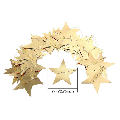Glitter Star Garland Banner Decor, 130 Feet Star Hanging Bunting Banner Bright Backdrop for 2025 Graduation Prom Wedding Birthday Christmas Party Supplies(Gold)