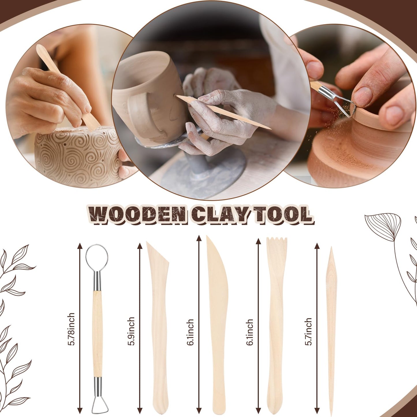 Clay Tools Kit,28 PCS Pottery Tools, Polymer Clay Sculpting Tools Kit,Air Dry Clay Tools Set for Kids, Adults,Pottery Craft,Drawing,Dotting,Carving,Molding,Baking,Modeling,Shaping