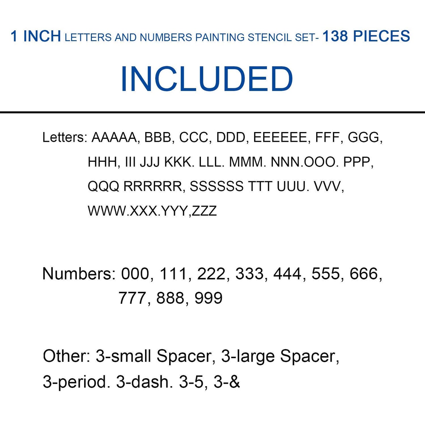 Painting Stencil Set, 1 inch Plastic Letters and Numbers Interlocking Stencil Kit 138 Pieces, Black