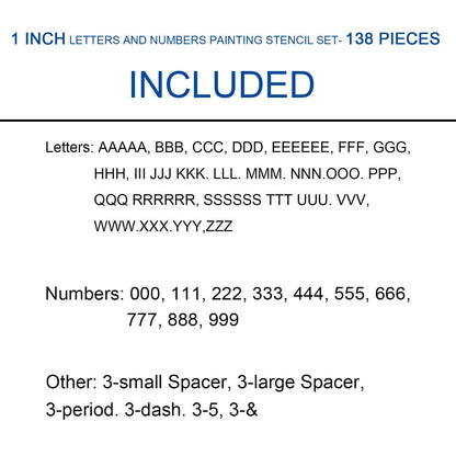 Painting Stencil Set, 1 inch Plastic Letters and Numbers Interlocking Stencil Kit 138 Pieces, Black