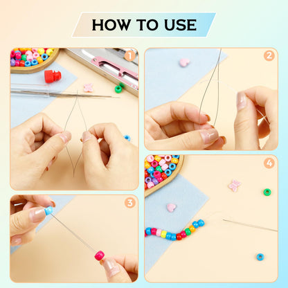 21 Pieces Beading Needles Set, 6 Sizes Seed Beads Needles Big Eye, Collapsible Beading Needles Set for Jewelry Making