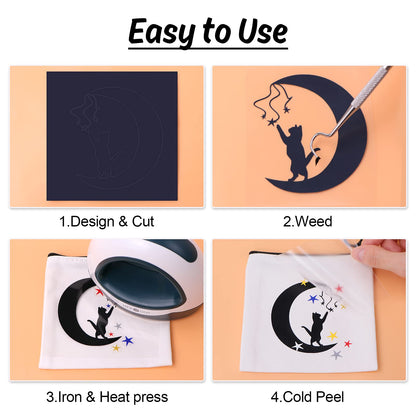 HTV Vinyl Rolls Heat Transfer Vinyl - 12" x 5ft White HTV Vinyl for Shirts, Iron on Vinyl for All Cutter Machine - Easy to Cut & Weed for Heat Vinyl Design (White)