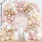 157 Pcs Boho Dusty Pink Balloons Arch Garland Kit, Blush Neutral Pink Sand White Metallic Gold Different Size Balloon for Girls Baby Shower Birthday Wedding Gender Reveal Party Decorations