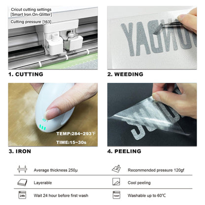 10 Sheets Glitter HTV 12'' x 10'' Heat Transfer Vinyl Bundle,Iron on for T-Shirts. Bags. Heat Transfer Vinyl for All Cutting Machines - Easy to Cut and Weed (Multicolor)