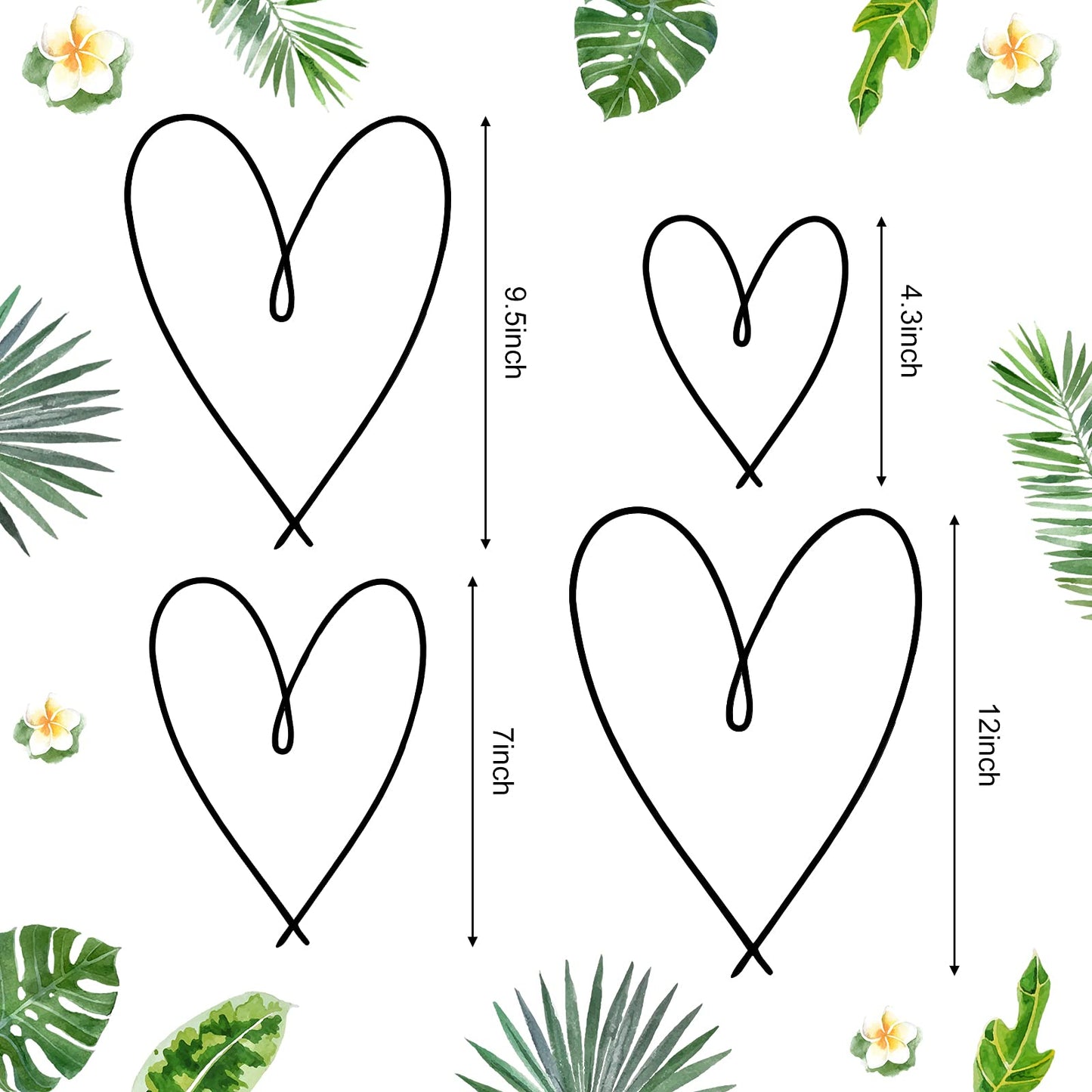 4 Pieces Metal Heart Wall Art Decor Love Heart Wall Sign Ornaments for Bedroom Living Room Decoration(Black)