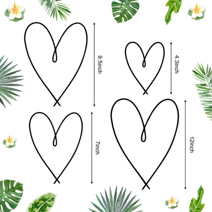 4 Pieces Metal Heart Wall Art Decor Love Heart Wall Sign Ornaments for Bedroom Living Room Decoration(Black)