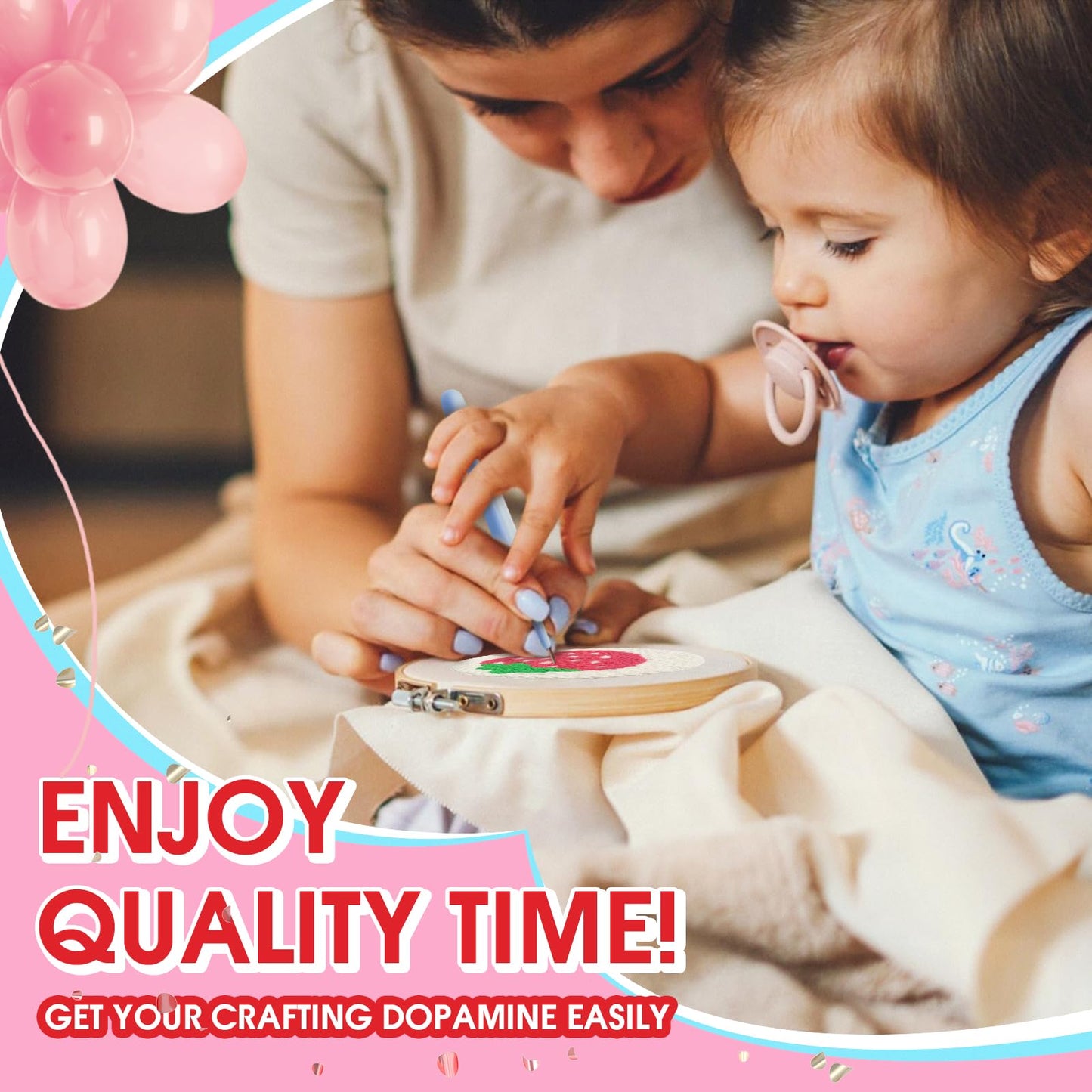 6PCS Punch Needle Coaster Kit,Easy DIY Embroidery Set for Beginners, Kids & Adults,Mother's Day Gift with Patterns, Tools, Yarns, Hoop, Instructions & Coaster Holder