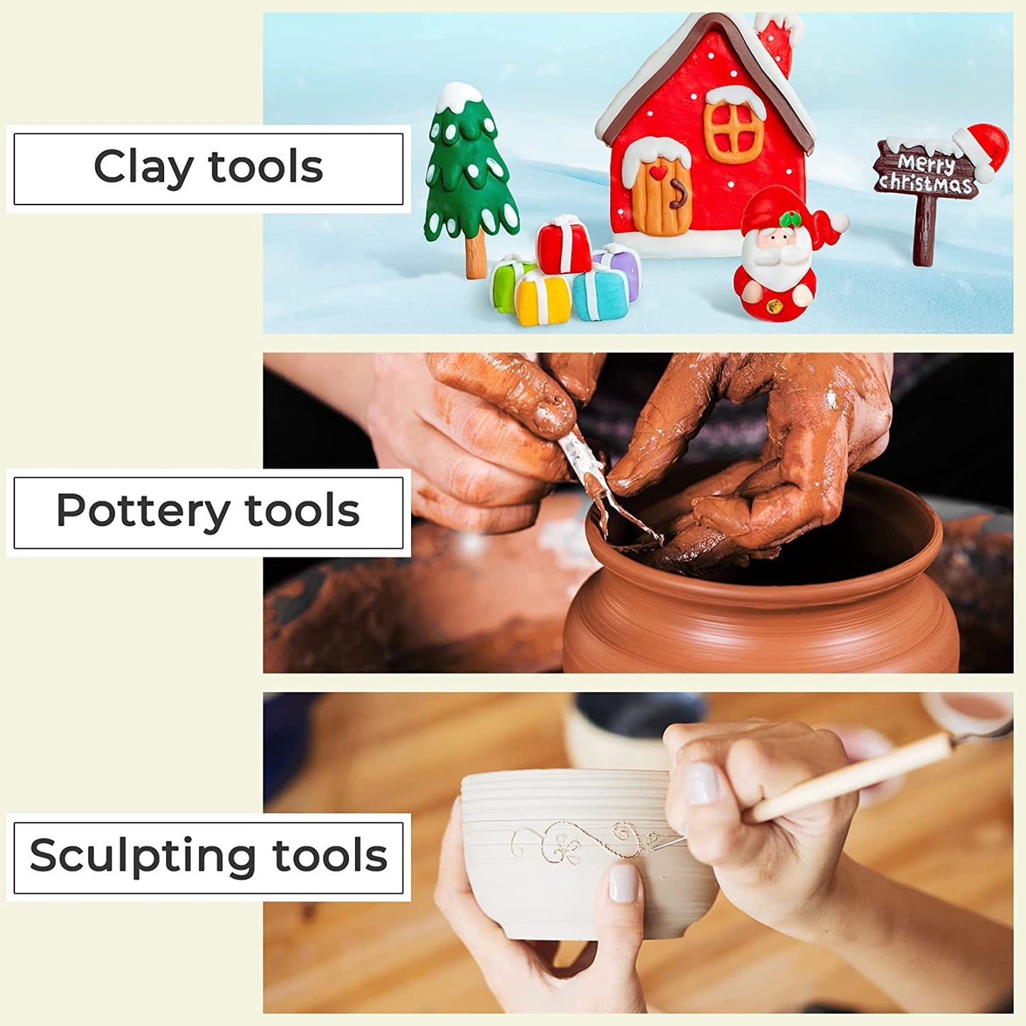 6 Pack Clay Tools Kit, Pottery Tools & Sculpting Tools, Polymer Modeling Clay Cutters Sculpture Set for Carving, Ceramics, Molding, DIY