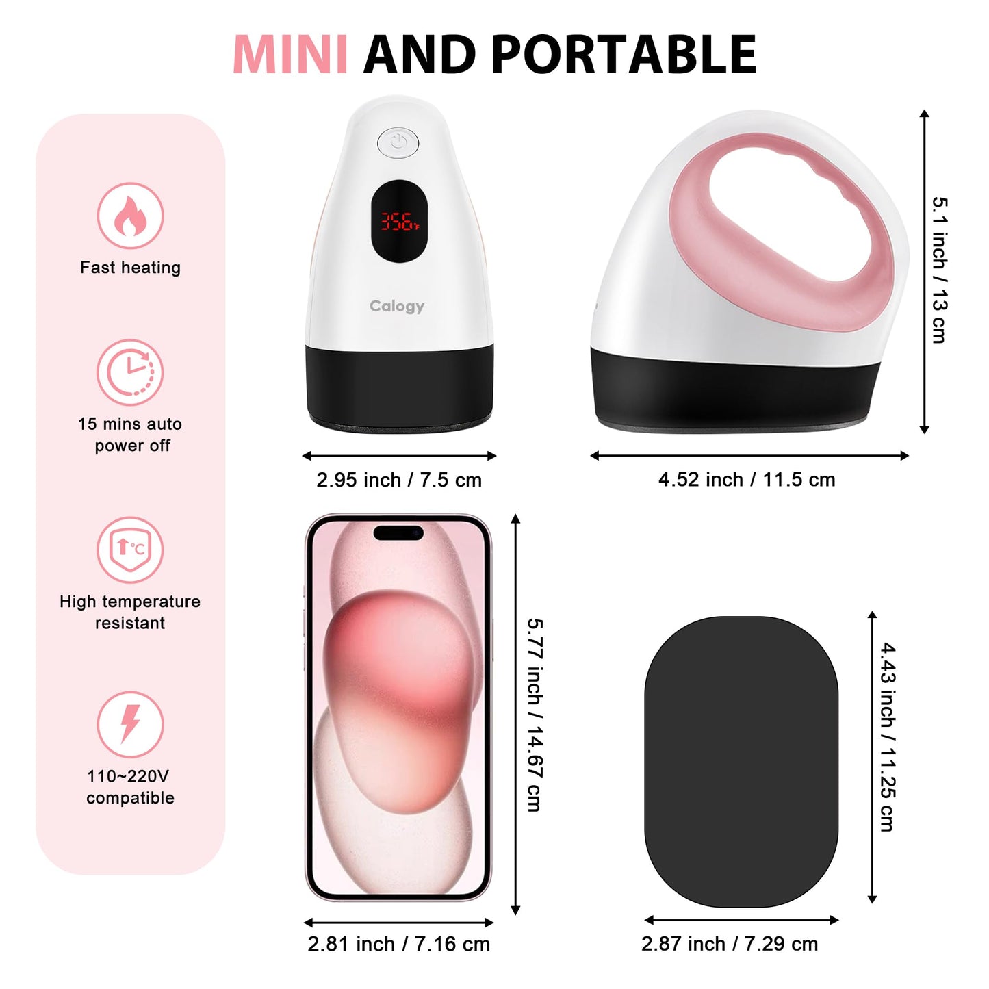 Mini Heat Press, Heat Transfer Machine, Constant Temp Control, Insulated Safety Base, Fits for Crafts, T-Shirt, Hat, Cap, Pillows(White Pink)