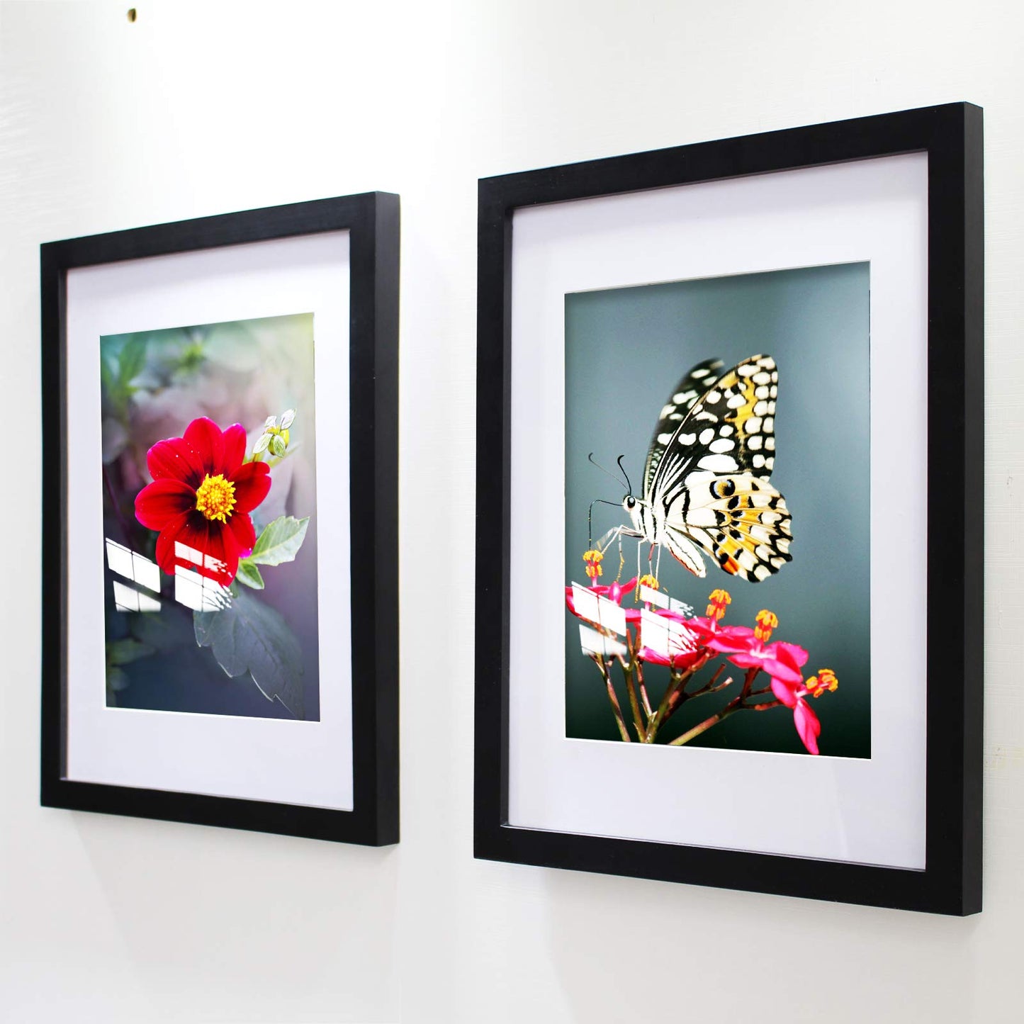 14x14 Frame Black With Mat 10x10 Solid Wood Picture Frames Wall Mounting (1 pack, 14x14 Inch)…