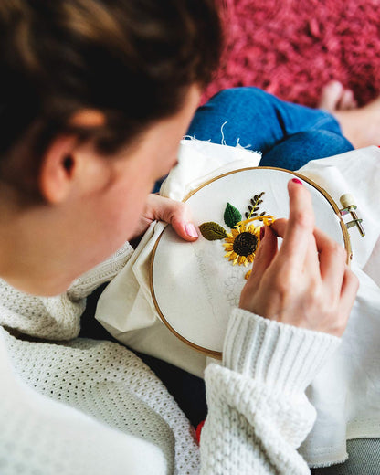 10 Pieces Embroidery Fabric, Including 10 Colors Embroidery Cotton Fabric, 5 Colors Water-Soluble Pens, 7.9 by 7.9 Inch