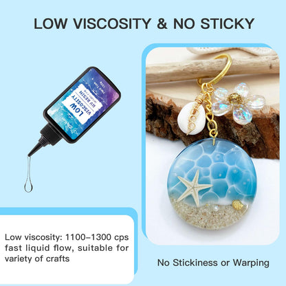 UV Resin, Upgrade 300g Low Viscosity Hard Thin UV Resin with Super Crystal Clear Resins Kit for Jewelry, Casting, Coating and DIY Craft