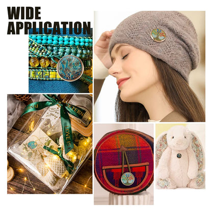 24pcs 6 Styles Enamel Shank Buttons - 18mm Alloy, Tree Theme, Green, Gold, Vintage, Round, for DIY Sewing Crafts