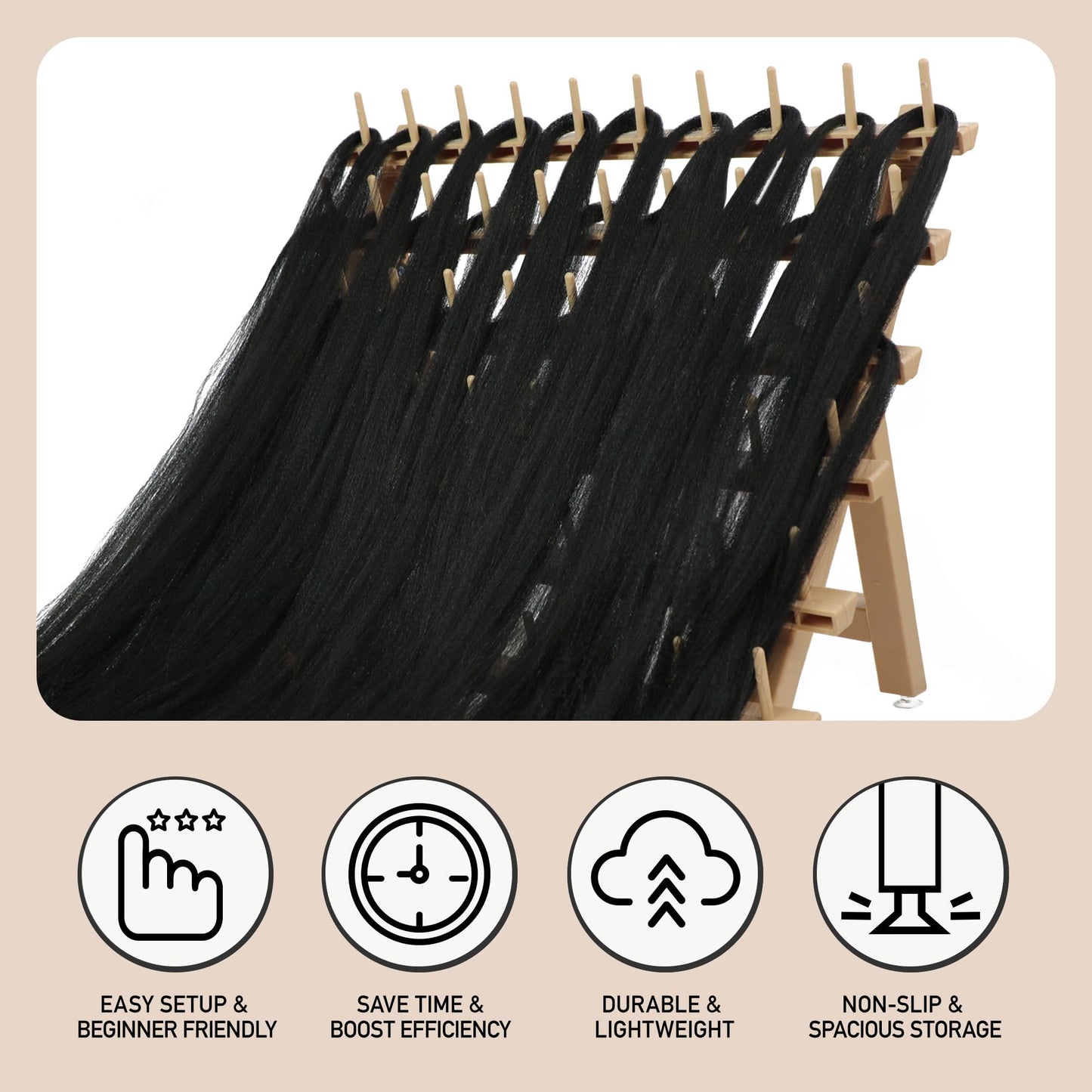 Braid Rack 60 Spools, PP Braiding Hair Stand, Thread Rack, Sewing Organizer, Quilting, Embroidery - Versatile Extension Holder (Wood)