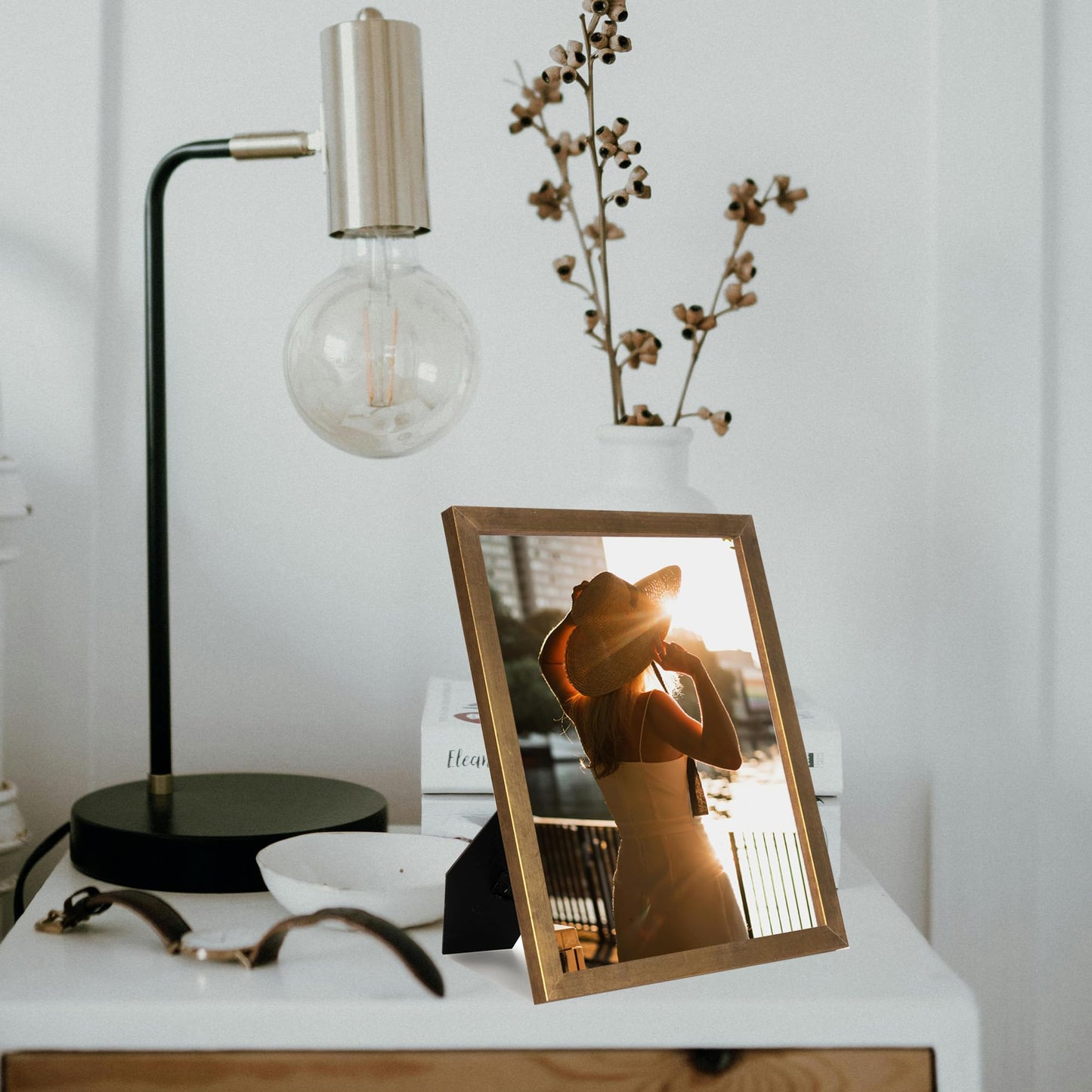 Gold 8x10 Picture Frame set of 4, Display 8x10 without Mat Wall Gallery Photo Frames