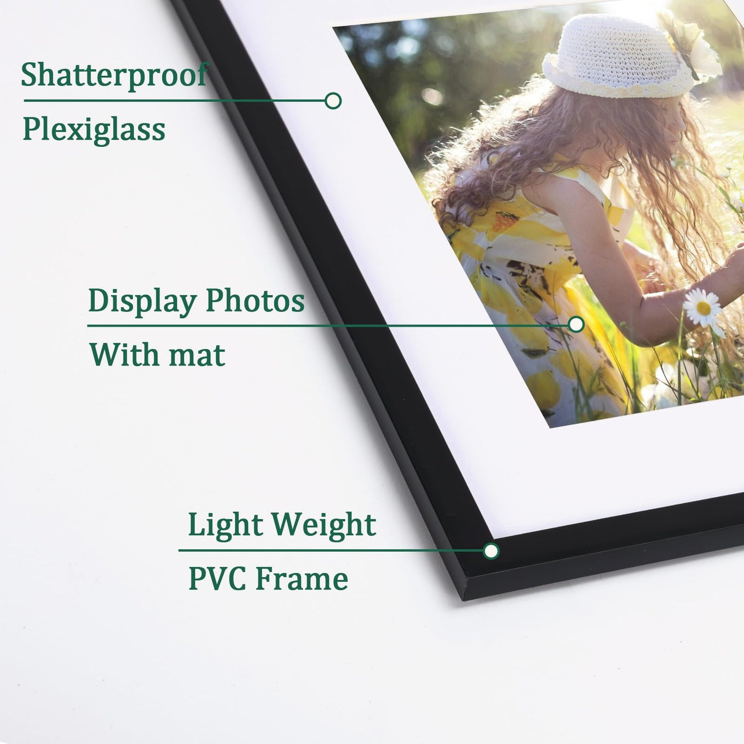 11x14 Black Picture Frame, Display Certificate Document Pictures 8.5x11 with Mat or 11x14 Without Mat, 1 Pack 11 by 14 Frame for Wall Hanging and Table