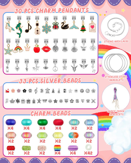 Charm Bracelet Making Kit, Jewelry Making Kit Trendy Stuff for Kids Ages 6-12, Unicorn Toy Cute Stuff for Teen Girls Gifts Birthday Gift, Crafts for Girls 6 7 8 9 10 11 12 Year Old