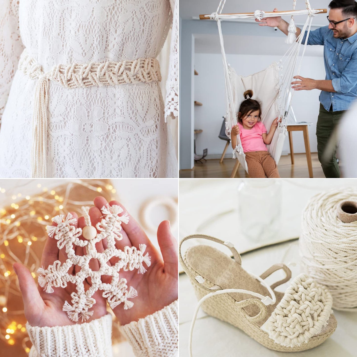 121Pcs Macrame Kit, Macrame Supplies 3mm x 109Yards Macrame Cord for Macrame Kits for Adults Beginners, with Accessories Like 100Pcs Beads and 10Pcs Wooden Rings for Macrame Plant Hanger Kit