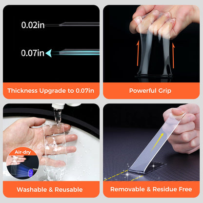 Strong Double Sided Tape Heavy Duty Double Sided Tape for Walls, Clear & Tough Nano Tape Double Sided Mounting Tape Adhesive Tape, Removable Wall Tape for Hanging Picture, Poster, Carpet (10FT)