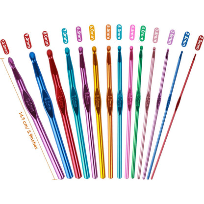 Crochet Hooks Set, Aluminum Handle Knitting Needles for Arthritic Hands, Crochet Needles for Yarn Craft, Nice Gift for Women