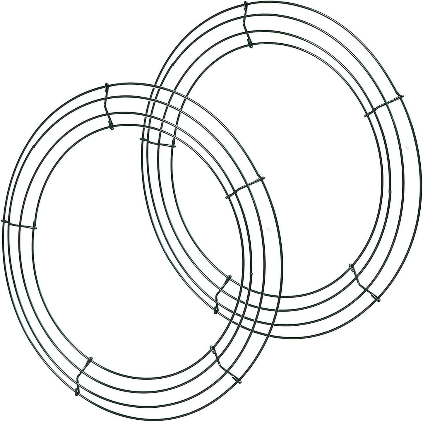 2 Pieces 14 inch Metal Wire Wreath Form Frame Dark Green Ring for Fall Festival and Halloween Decoration Door