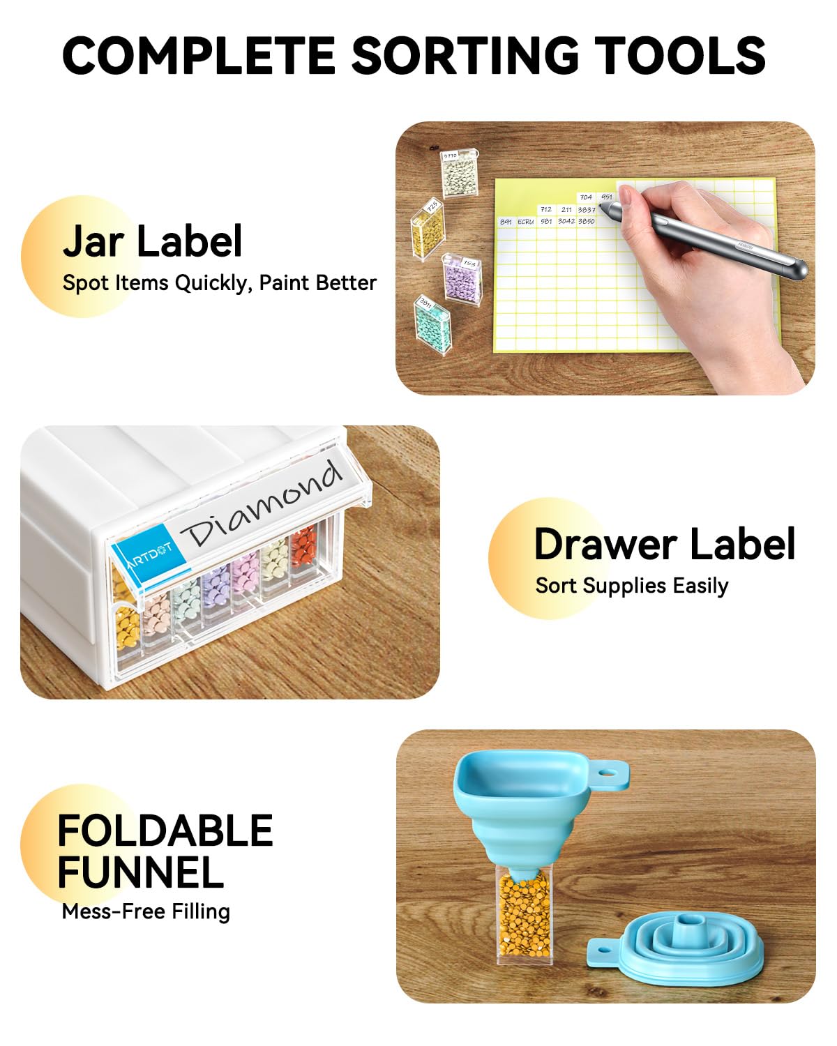 Diamond Painting Storage, 4 Pack Stackable Bead Organizer 140 Slots Individual Containers with Diamond Art Accessories and Tools for Beads Nail Pill Rhinestones Seed