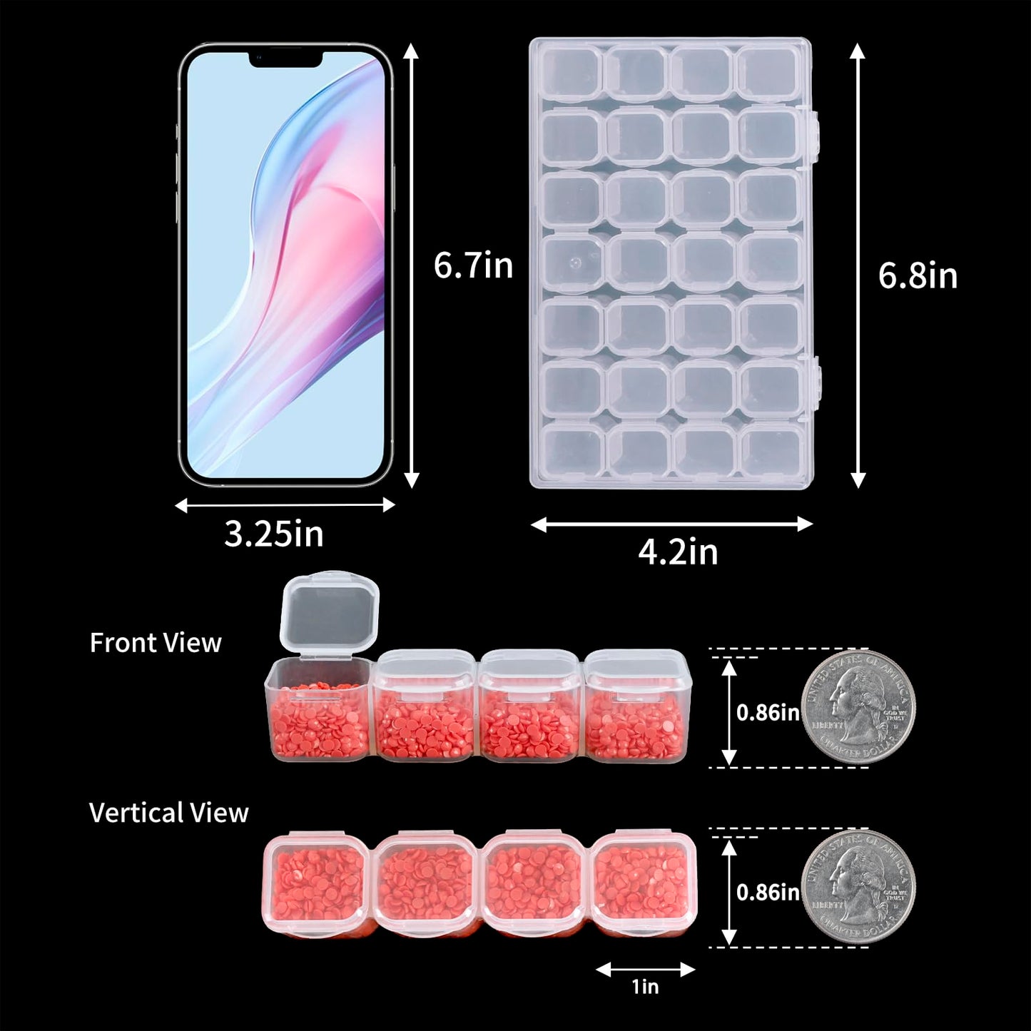 168 Slots 6pcs 28 Grids Diamond Painting Boxes Plastic Organizer, Bead Organizer