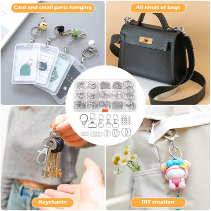 300PCS Keychain Making Kit, Keychain Craft Supplies Including Key Chain Clips, Lanyard Snap Hooks, Key Rings and Jump Rings for Key Chain Making, Purse Making, Lanyard Making