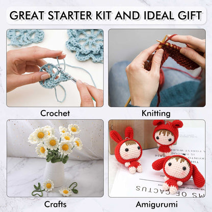 62 Acrylic Yarn Skeins, 2170 Yards Yarn for Knitting and Crochet, Includes 2 Crochet Hooks,2 Weaving Needles,10 Stitch Markers, Perfect Beginner Kit for for Adults Kids