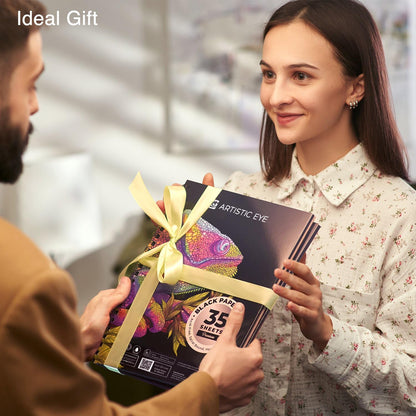 9x12 Premium Black Paper Pads, Spiral Bound Sketchbook, Pack of 2, 70 Sheets (150g/m2), Acid-Free Drawing Paper, Ideal for Kids, Teens & Adults