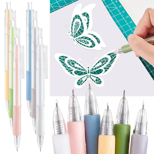 6 Pieces Art Cutting Tools Knife Pen Craft Paper Cutter Pen Carving Tools for DIY Kit Scrapbooking Drawing and Crafting Utility Precision Paper Cutting Tool