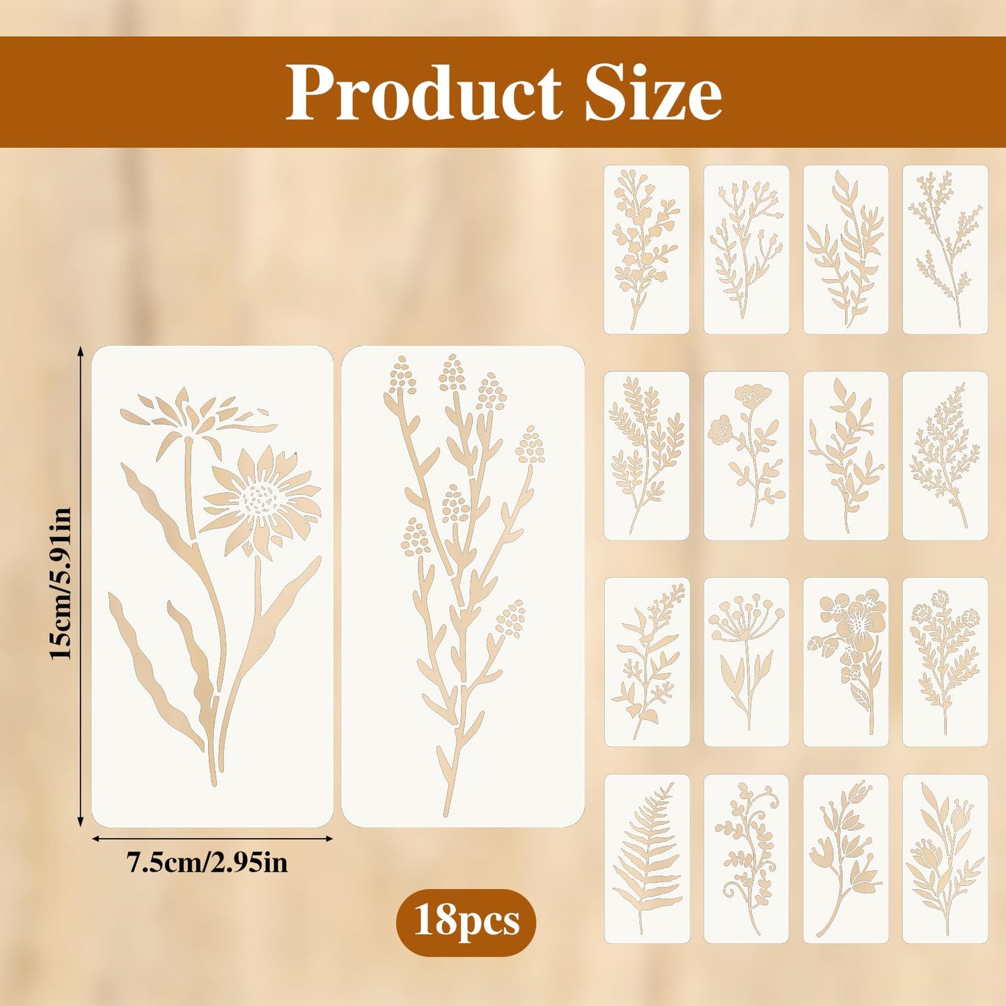 Stencils for Painting on Wood, Reusable Flower Stencils Painting Crafts Templates Drawing Stencil for Painting on Wood, Wall, Furniture(18)