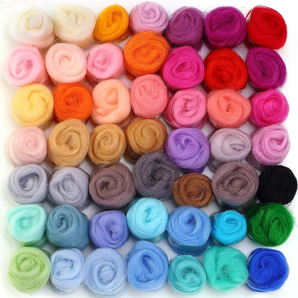 50 Colors Fibre Wool Yarn Roving for Needle Felting Hand Spinning DIY Craft Materials