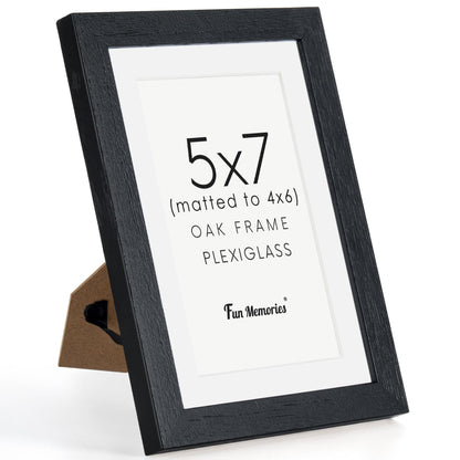 5x7 Black Picture Frame, 5 x 7 Photo Frame, Solid Oak Wood Frame 5 by 7 Frames, 5"x7" Picture Frame with Stand for Tabletop Display, 5x7 Frame Matted to 4x6, Black Frame 5x7, 1 Pack