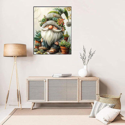 Gnome Stamped Cross Stitch Kits - Succulents Needlepoint Counted Cross Stitch Kits for Beginners Adults Patterns Dimensions Needlecrafts Embroidery Kits Arts and Crafts