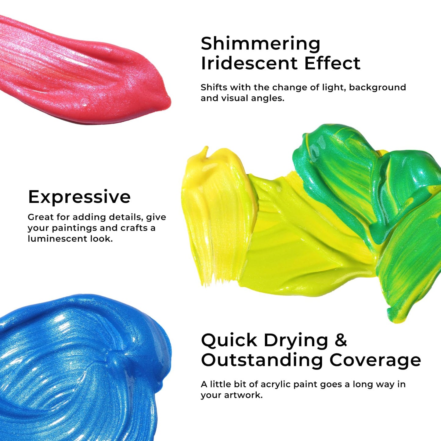 Iridescent Acrylic Paint Set, 20 Chameleon Colors in 2 oz/60ml Bottles, Color-shifting Acrylic Paint Perfect for Artists, Beginners on Canvas, Rocks, Wood, Fabric, Ceramic