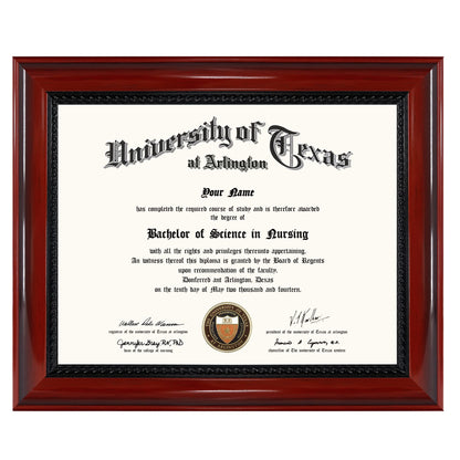 Solid Wood Diploma Degree Frame for 8.5x11 Certificates,Cherry Finish with Intricate Black Rope Detail,UV Protection Acrylic