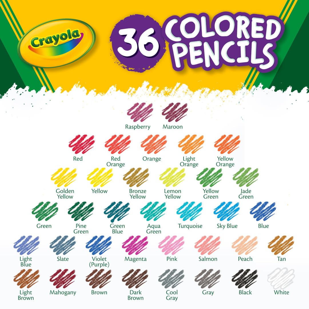 Colored Pencils (36ct), Kids Pencils Set, Arts & Crafts Supplies, Coloring Book Pencils, Gifts for Kids & Toddlers, Ages 3+