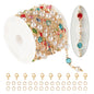 3 Meters Pearl Chains for Jewelry Making, Mixed Color Rhinestone Beaded Chains Bulk with Jump Rings and Lobster Clasps for Crafts DIY Supply Findings