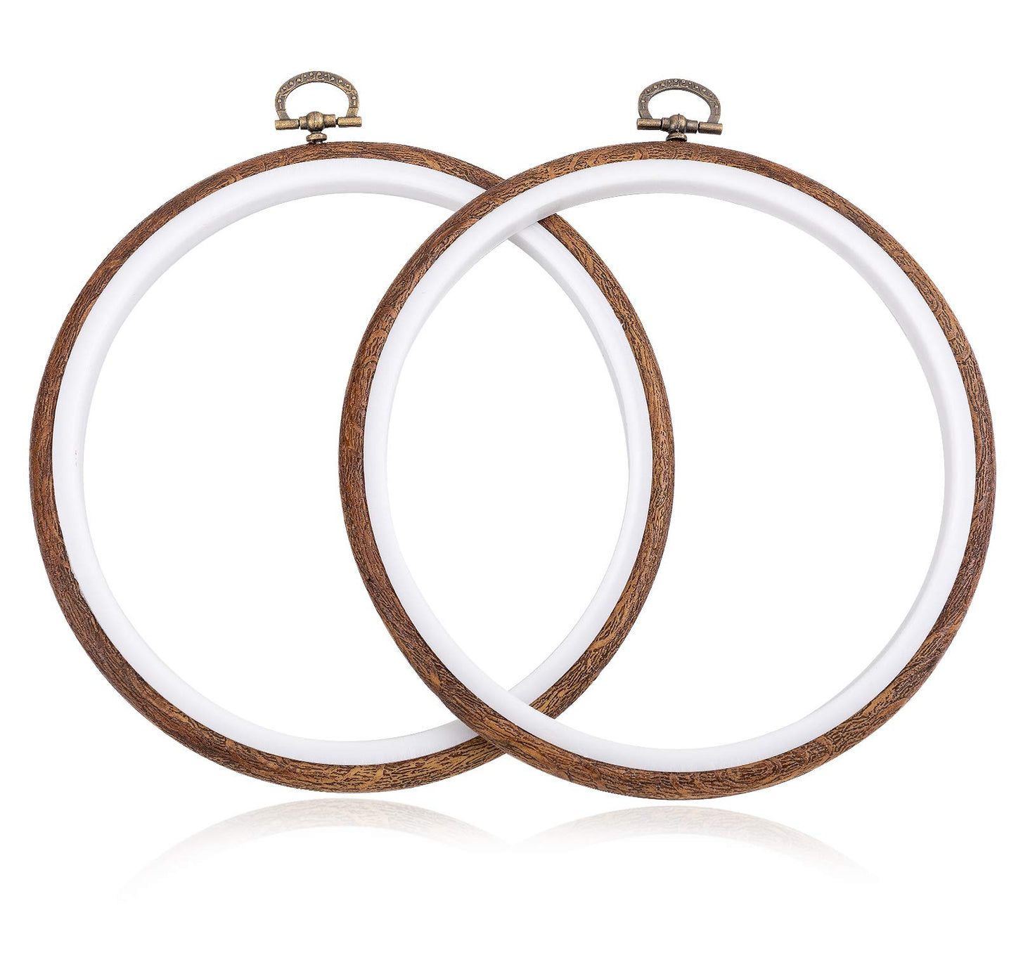 4 Pieces 6 Inch Round Embroidery Hoops Display Frame Circle, Cross Stitch Hoop Ring Imitated Wood Embroidery Kits for Art Craft Sewing and Christmas Ornaments