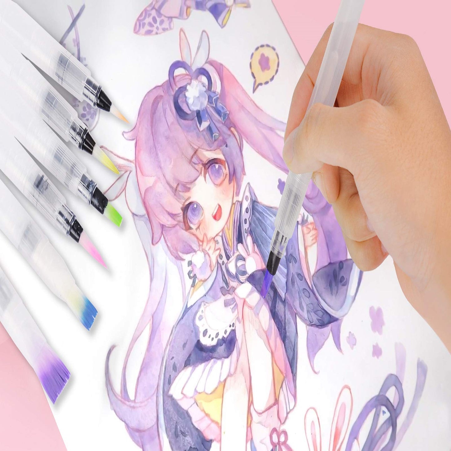 12 PCS Watercolour Brush Pens, Refillable Ink and Water Brush Pens for Paints, Artists, Painting, Calligraphy