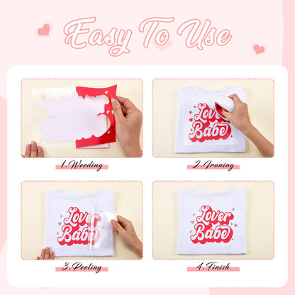 Pink HTV Heat Transfer Vinyl - 18 Sheets 12 x 10inches Light Pink HTV Iron on Vinyl for T-Shirts Compatible with Cricut or Silhouette Cameo