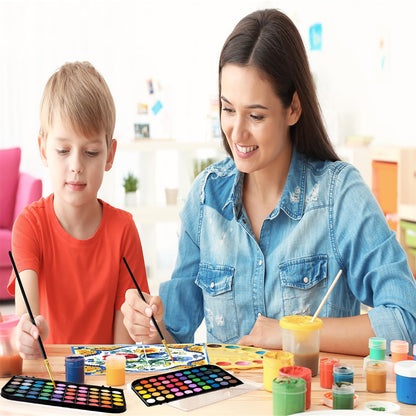 Watercolor Paint,48 Colors Washable Watercolor Paint Set With Brush, Refillable Water Brush Pen, Palette, and Water-Washable Paints for Kids, Adults and Artists.