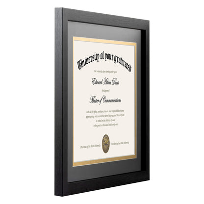 11x14 Diploma Frame Certificate Degree Document Frame with High Definition Glass, 8.5 x 11 with Mat for Wall and Tabletop, Black, 2 Pack