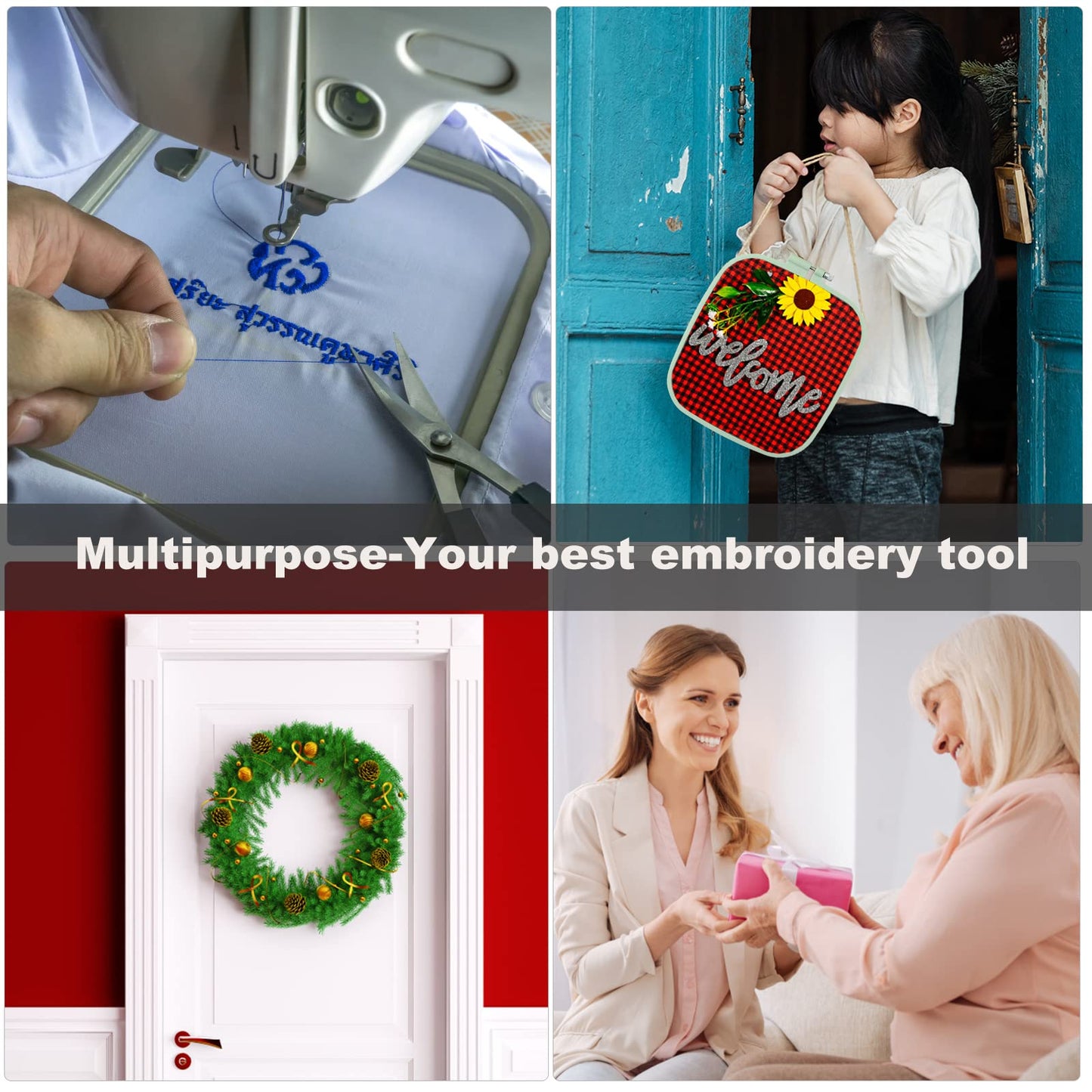 Square Embroidery Hoops, Cross Stitch Hoop and ABS Plastic Embroidery Hoops for Sewing, Needlework, Cross Stitch, Embroidery Projects (3PCS-3", 4.3", 6.5")